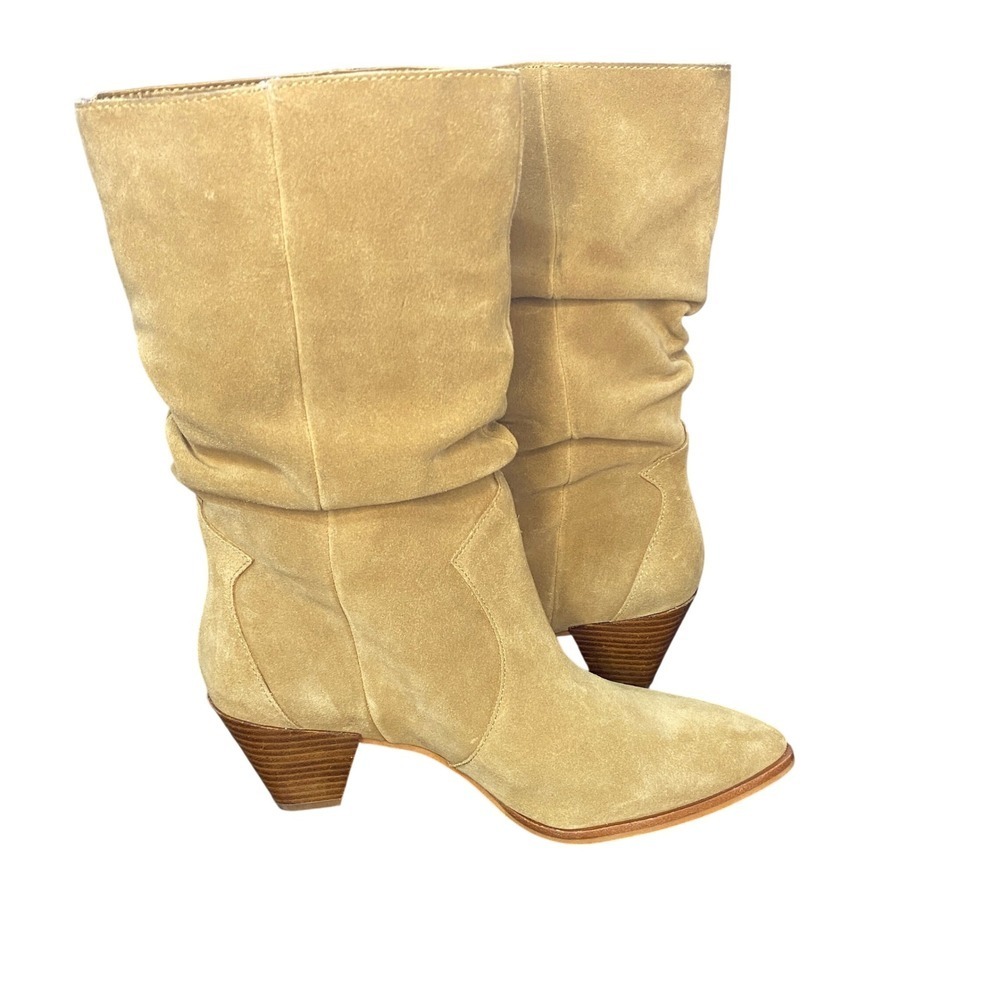 Vince Camuto SENSENNY Suede Slouchy Western Boots Tan Women Size 6M 36.5 - Picture 7 of 11